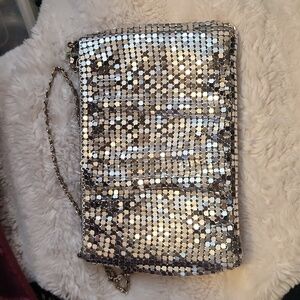 Small Metal Mesh Evening Clutch Purse With Metal Chain Strap